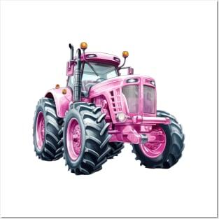 Pink Tractor Posters and Art